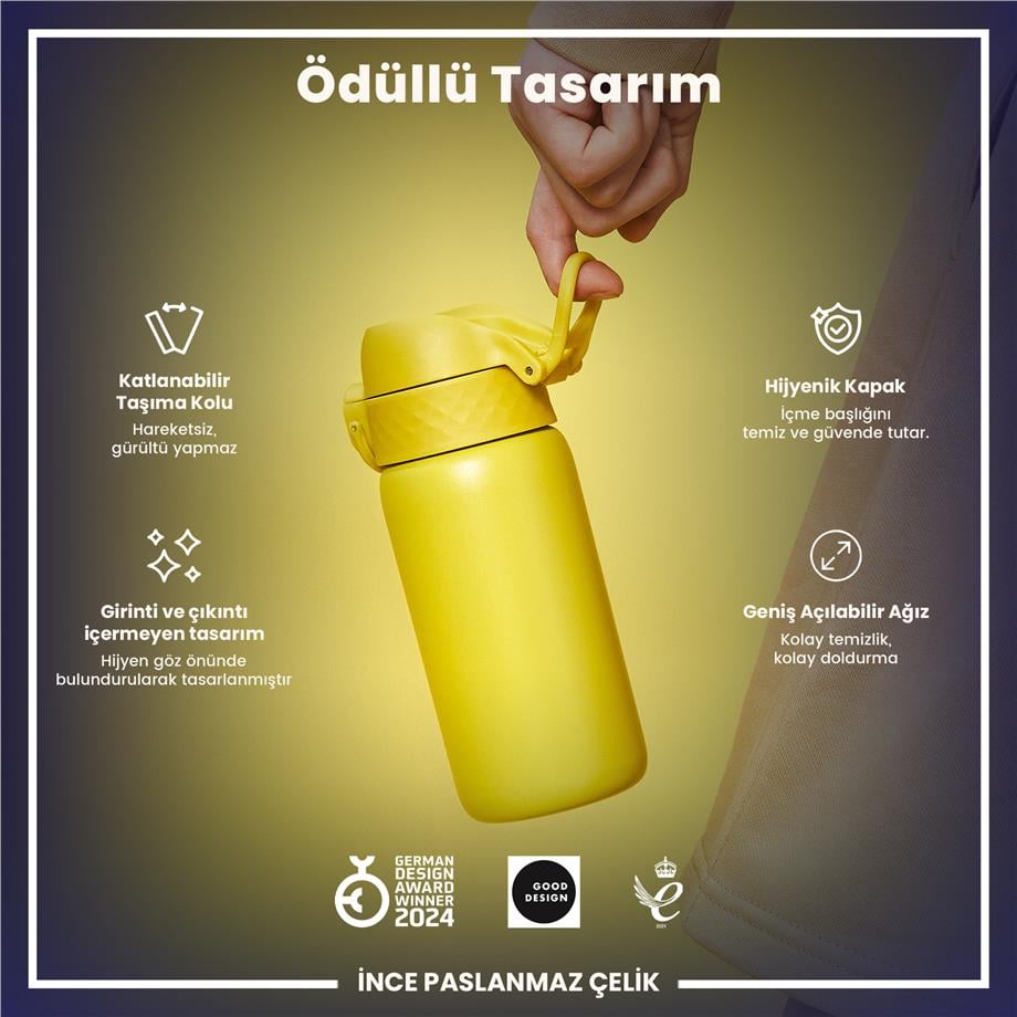 Ion8Ion8 - Paslanmaz Çelik Çocuk Suluk - Sarı - 400 ml - SızdırmazI8SS400YEL