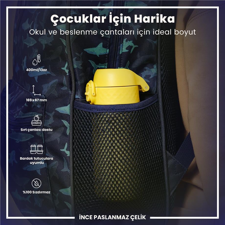 Ion8Ion8 - Paslanmaz Çelik Çocuk Suluk - Sarı - 400 ml - SızdırmazI8SS400YEL