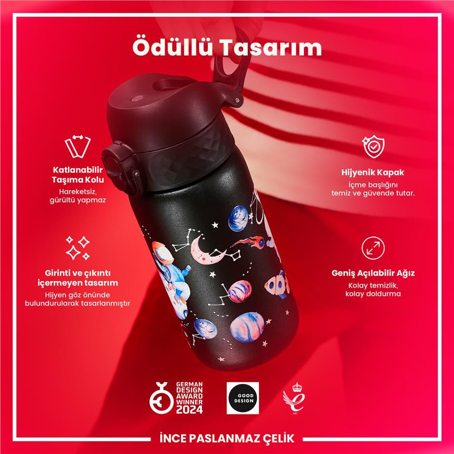Ion8Ion8 - Paslanmaz Çelik Çocuk Suluk - Uzay - 400 ml - SızdırmazI8SS400PKSPACE2