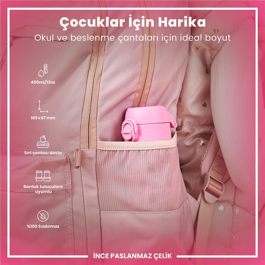 Ion8Ion8 - Paslanmaz Çelik Çocuk Suluk - Uğur Böceği- 400 ml - SızdırmazI8SS400PPLADY