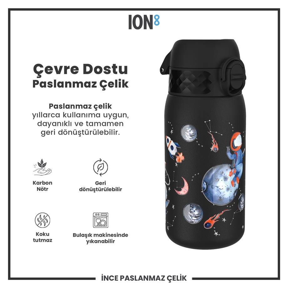Ion8Ion8 - Paslanmaz Çelik Çocuk Suluk - Uzay - 400 ml - SızdırmazI8SS400PKSPACE2