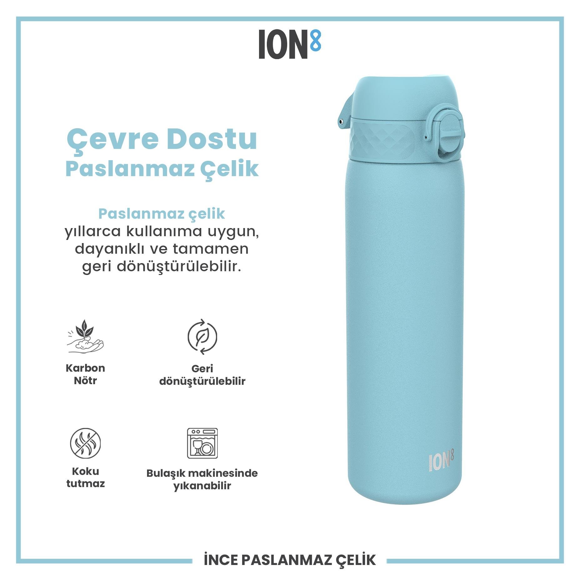 Ion8Ion8 - Paslanmaz Çelik İnce Suluk - Alaska Mavisi - 600 ml - SızdırmazI8SS600ABLU2