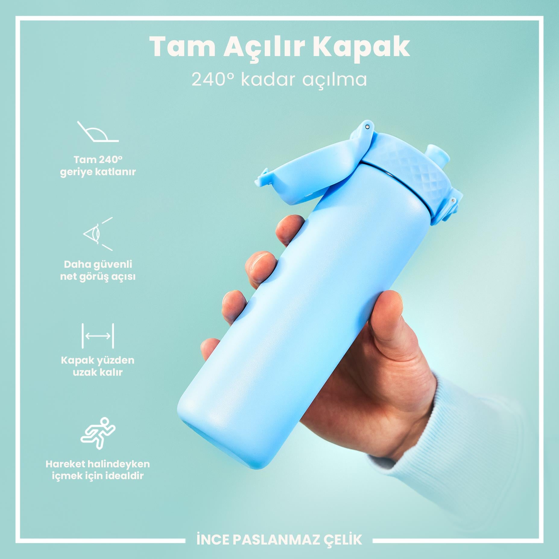 Ion8Ion8 - Paslanmaz Çelik İnce Suluk - Alaska Mavisi - 600 ml - SızdırmazI8SS600ABLU2