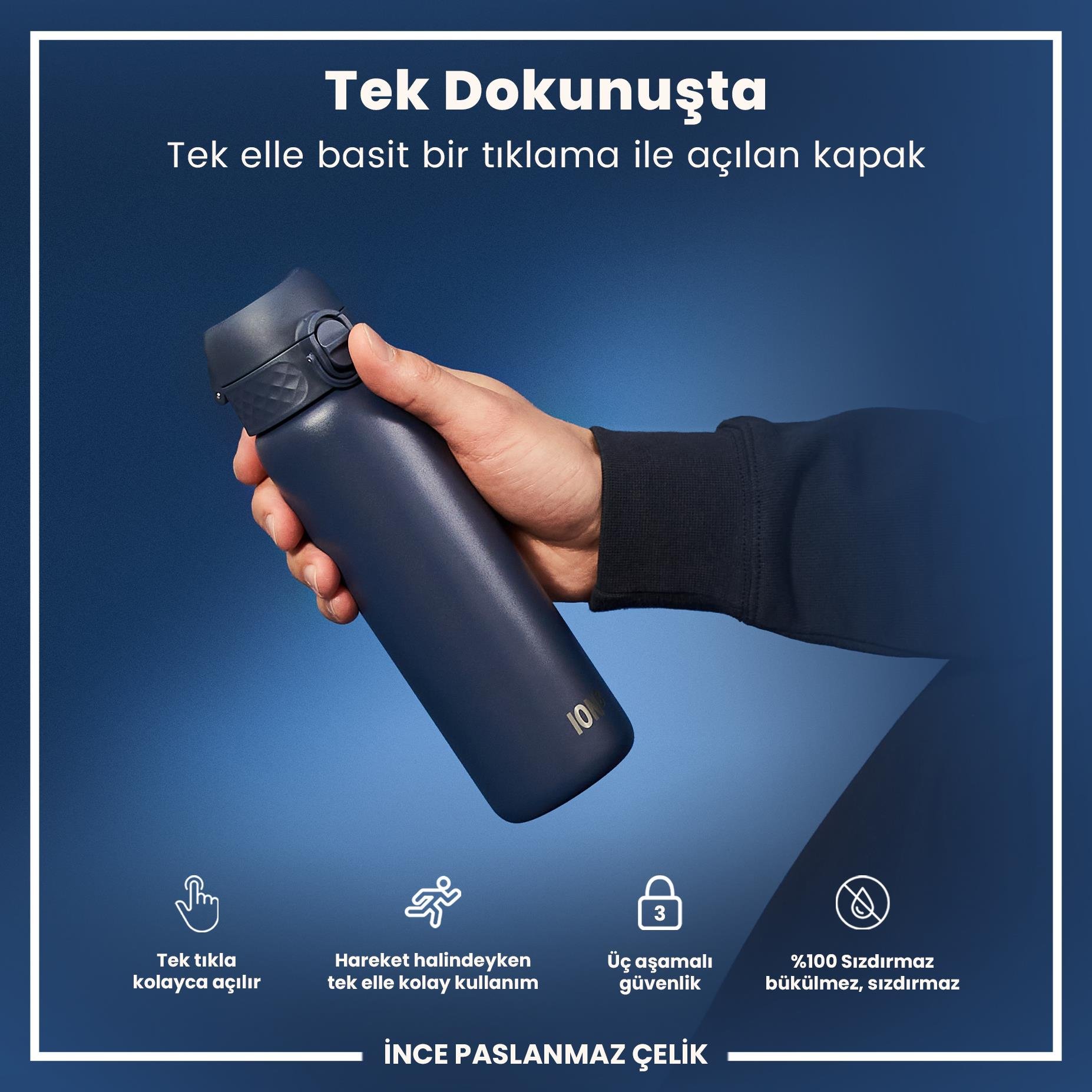 Ion8Ion8 - Paslanmaz Çelik İnce Suluk - Koyu Lacivert - 600 ml - SızdırmazI8SS600ANAVY