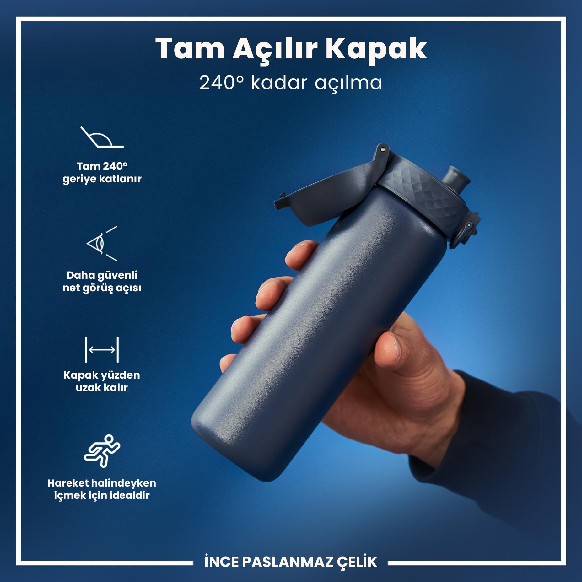 Ion8Ion8 - Paslanmaz Çelik İnce Suluk - Koyu Lacivert - 600 ml - SızdırmazI8SS600ANAVY