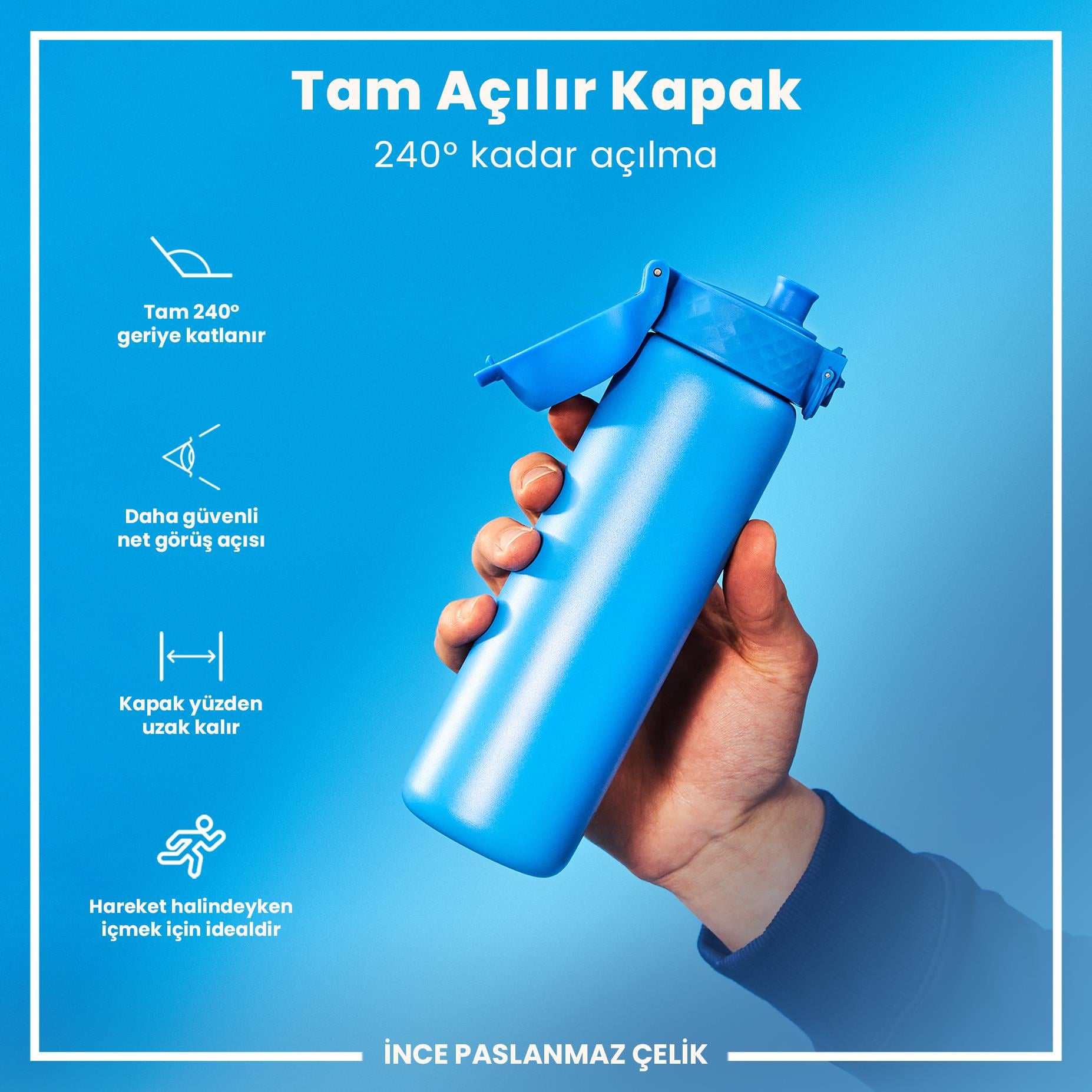 Ion8Ion8 - Paslanmaz Çelik İnce Suluk - Mavi - 600 ml - SızdırmazI8SS600BLU