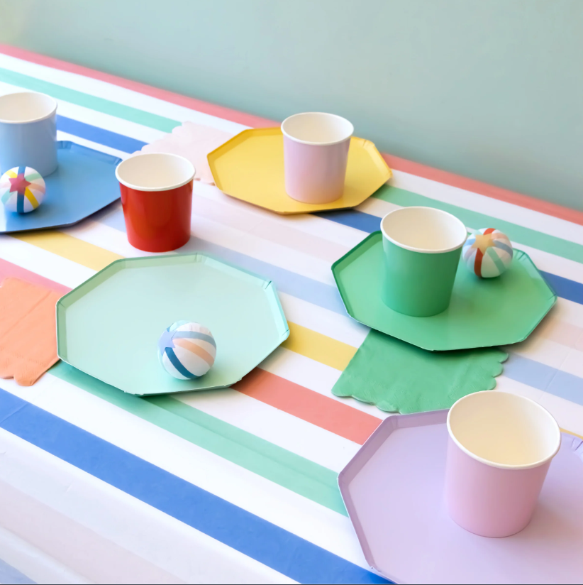 Meri Meri - Multi Stripe Tablecloth - Multi Renkli Çizgili Kağıt Masa Örtüsü Kategorisiz