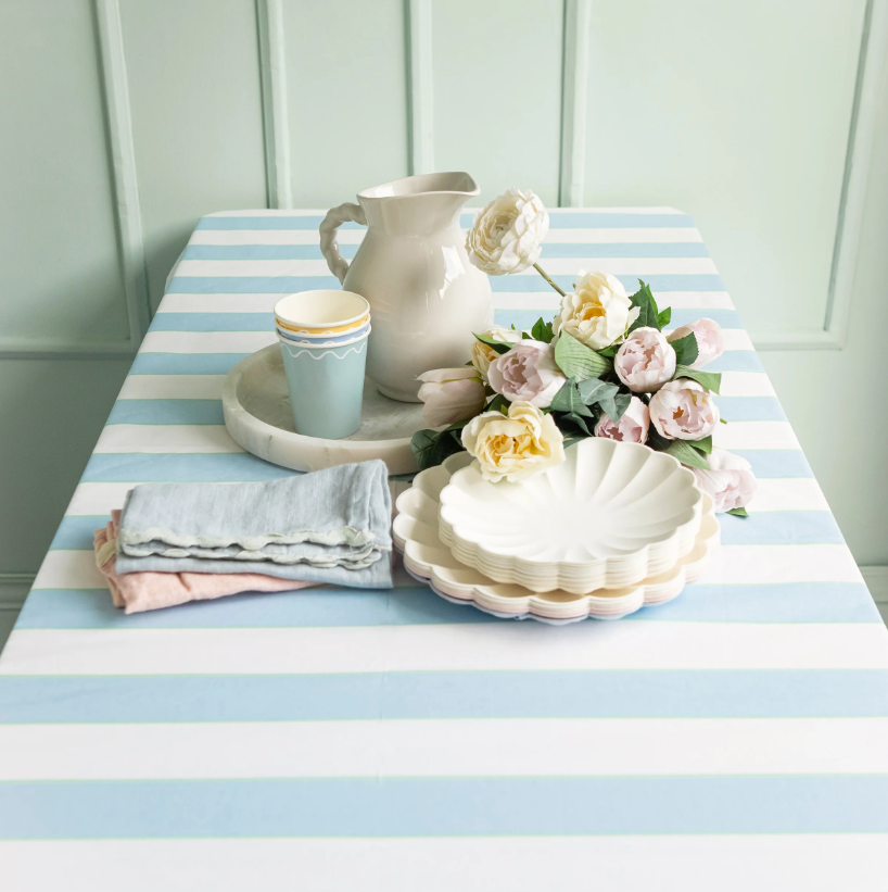 Meri Meri - Pale Blue Stripe Tablecloth - Soluk Mavi Çizgili Kağıt Masa Örtüsü Kategorisiz