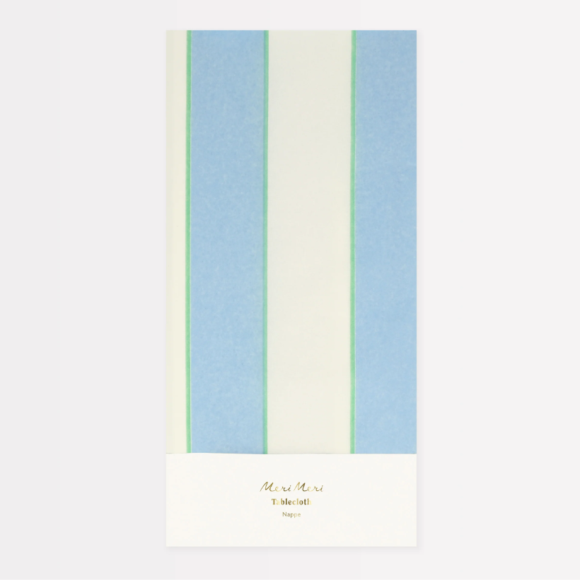 Meri Meri - Pale Blue Stripe Tablecloth - Soluk Mavi Çizgili Kağıt Masa Örtüsü Kategorisiz