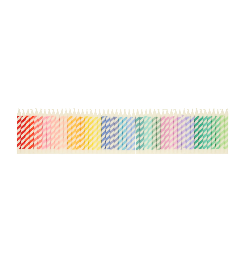 Meri Meri - Rainbow Striped Mini Candles - Gökkuşağı Renklerinde Mini Mumlar (x50) Kategorisiz