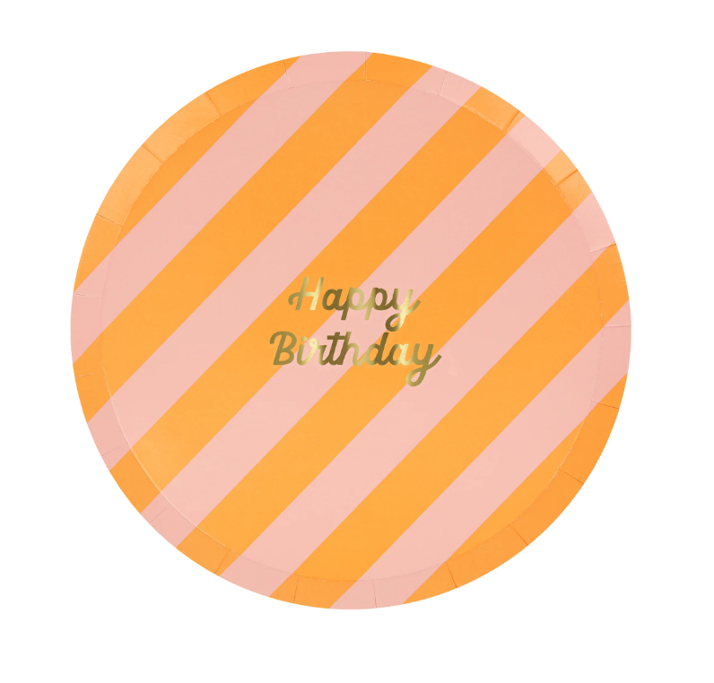 Meri Meri - Stripe Happy Birthday Side Plates - Çizgili Happy Birthday Tabaklar (M) (x8) Kategorisiz