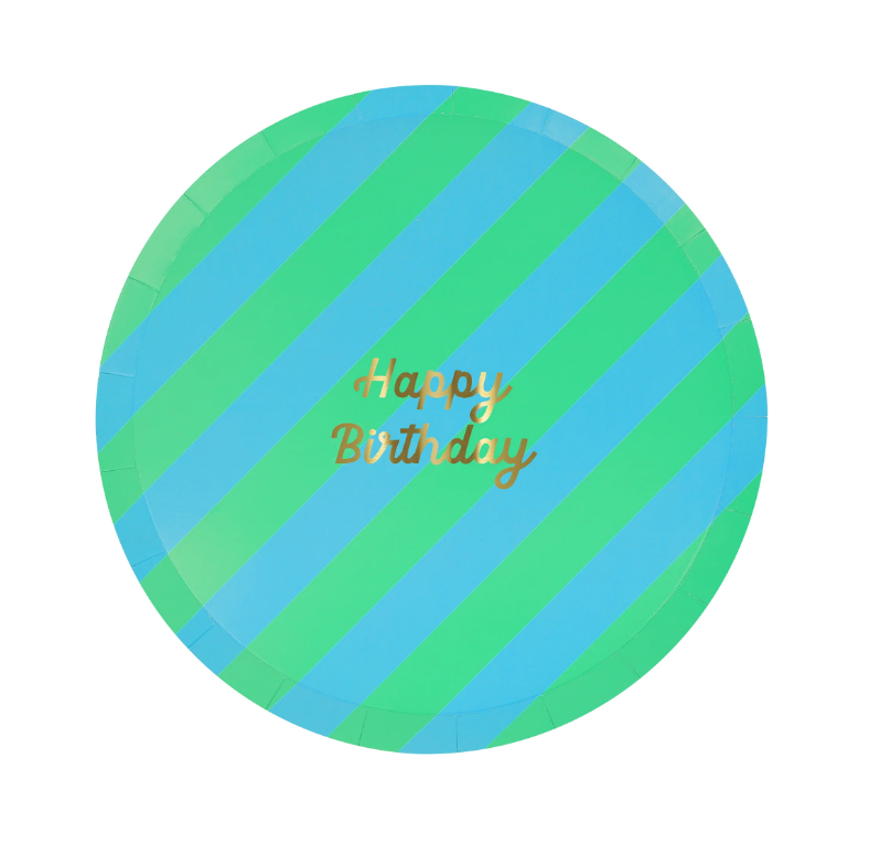 Meri Meri - Stripe Happy Birthday Side Plates - Çizgili Happy Birthday Tabaklar (M) (x8) Kategorisiz