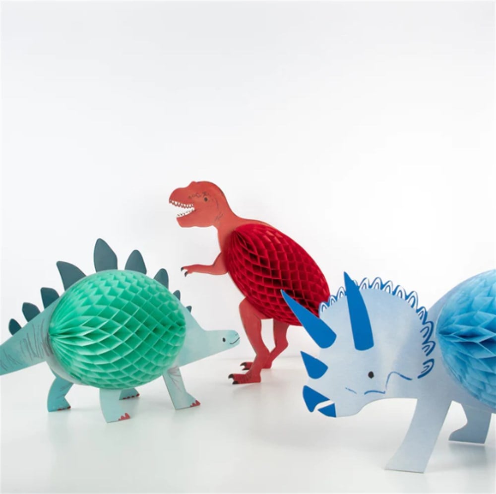 Meri Meri - Honeycomb Dinosaur Decorations - Petek Dinozor Dekorlar - 3lü Masa Süsü