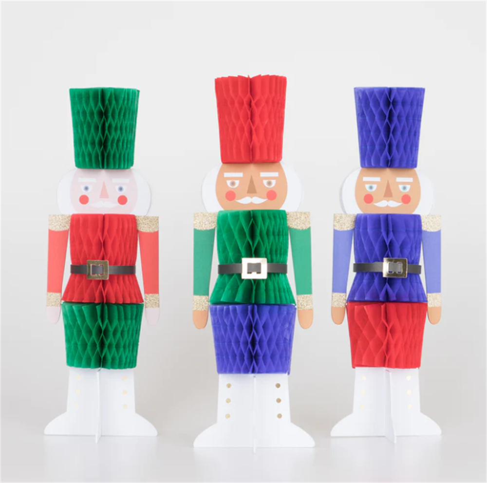 Meri Meri - Honeycomb Nutcracker Decorations - Nutcracker Dekorlar (3'lü) Masa Süsü