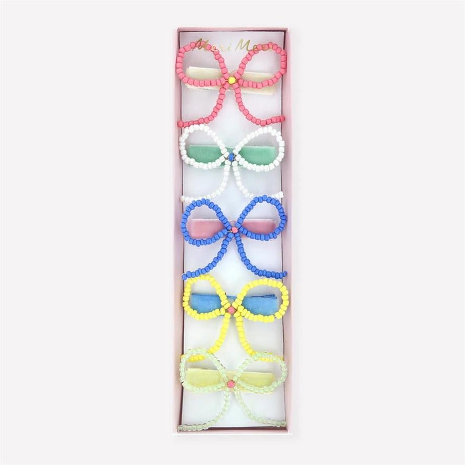 Meri MeriMeri Meri - Beaded Bow Hair Clips - Boncuklu Fiyonklu Saç Tokaları - 5 Adet299751
