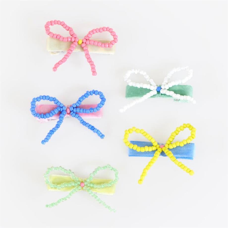 Meri MeriMeri Meri - Beaded Bow Hair Clips - Boncuklu Fiyonklu Saç Tokaları - 5 Adet299751