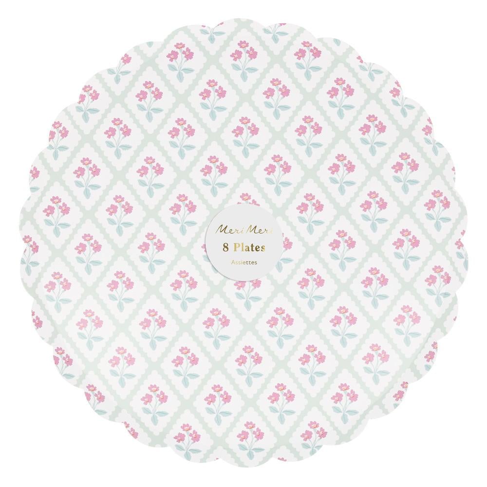 Meri MeriMeri Meri - Bloomsbury Çiçek Desenli Tabaklar - L - 8 Adet283308