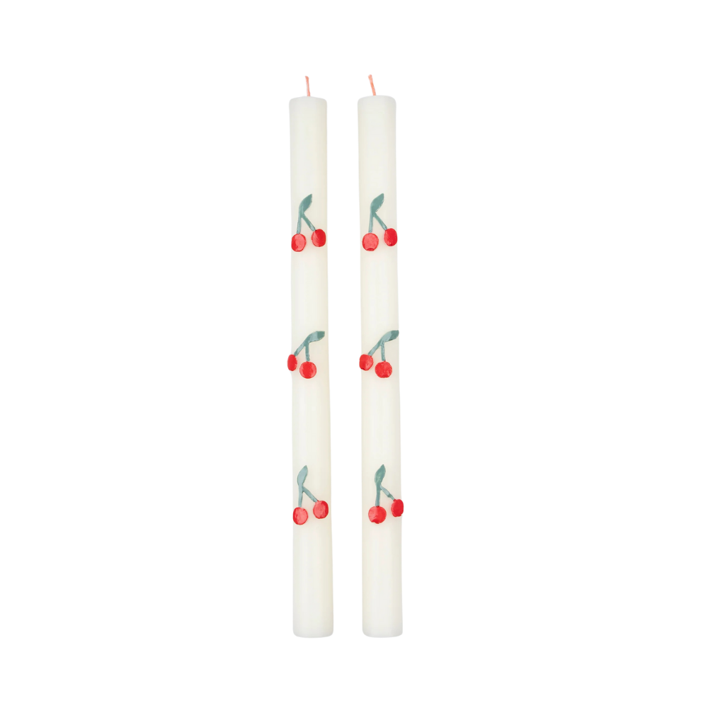 Meri MeriMeri Meri - Cherry Table Candles - Kiraz Desenli Şamdan Mumu - 2 Adet282471