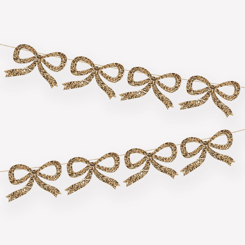 Meri MeriMeri Meri - Gold Glitter Bow Garland - Altın Parıltılı Kurdele Süs269662