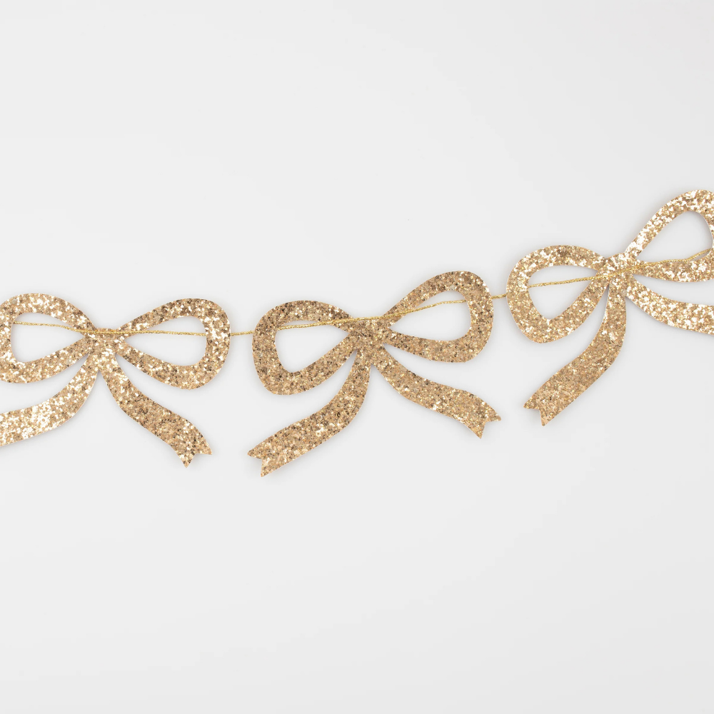 Meri MeriMeri Meri - Gold Glitter Bow Garland - Altın Parıltılı Kurdele Süs269662
