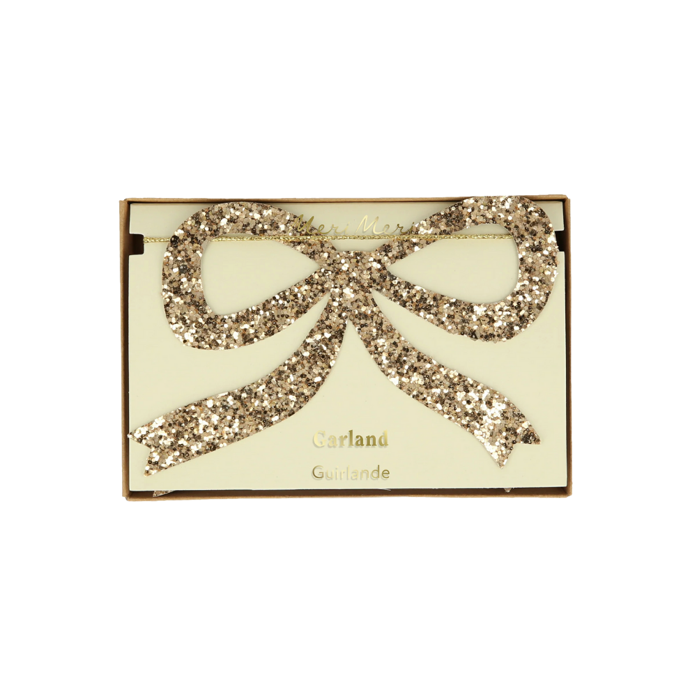 Meri MeriMeri Meri - Gold Glitter Bow Garland - Altın Parıltılı Kurdele Süs269662
