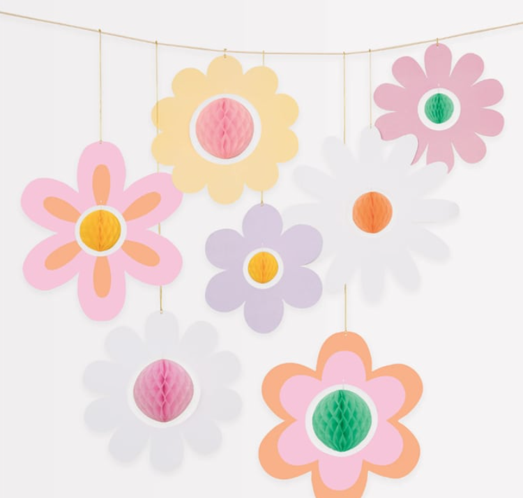 Meri MeriMeri Meri - Groovy Flower Hanging Decorations - Çiçekler Asılan Dekorlar (7'li)276035