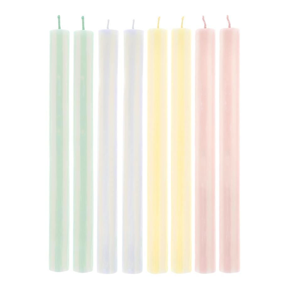 Meri MeriMeri Meri - Pastel Çizgili Sofra Mumları - 8 Adet297015