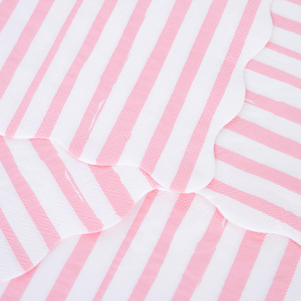 Meri MeriMeri Meri - Pink Stripe Large Napkins - Pembe Çizgili Peçeteler L - 16 Adet222552