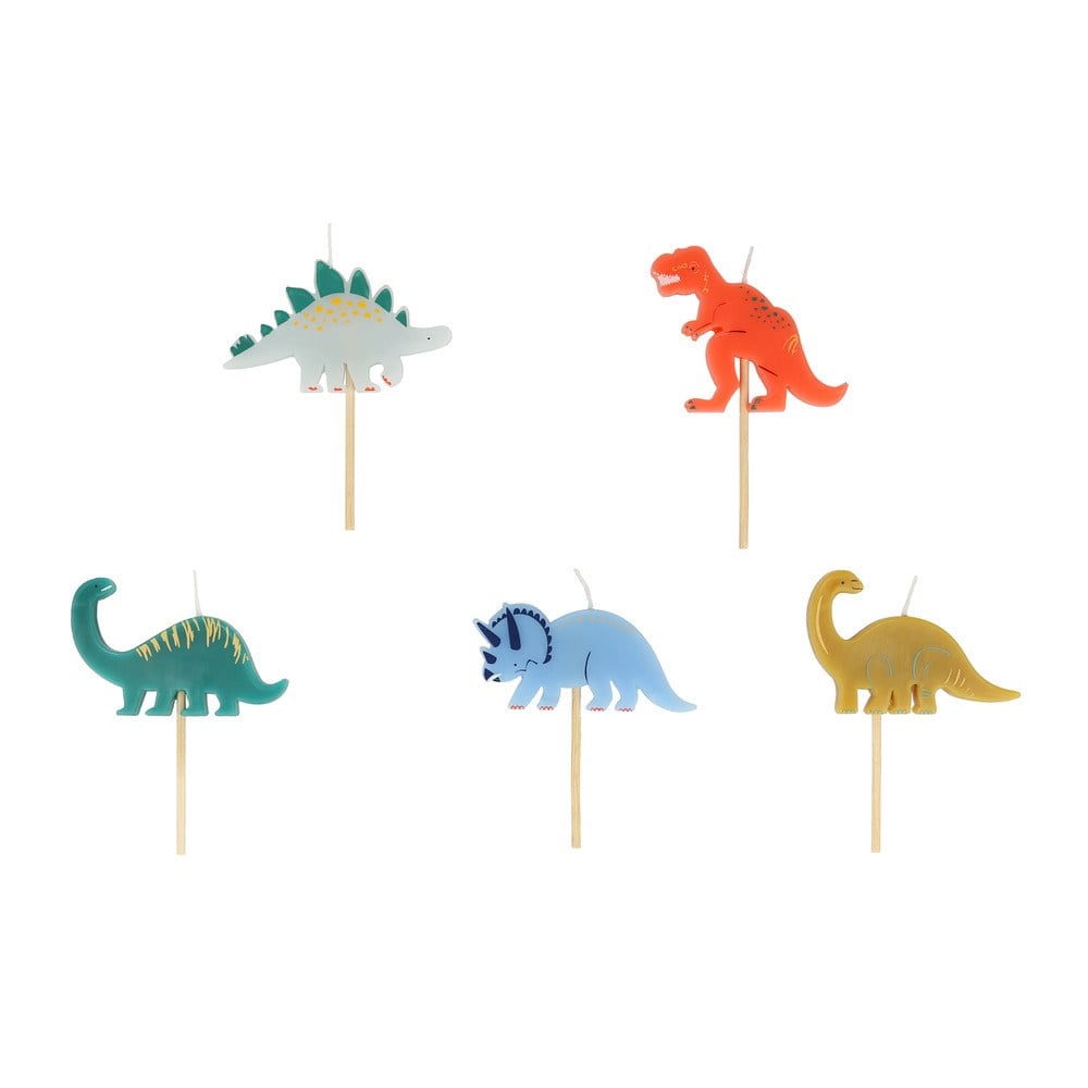 Meri Meri - Mini Dino Candles - Mini Dinozor Mumlar - 5'li Mumlar