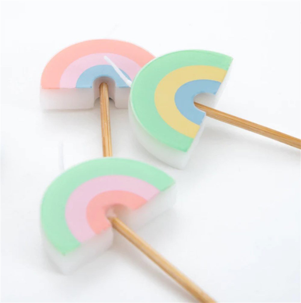 Meri Meri - Rainbow Candles - Gökkuşağı Mumlar - 5li Mumlar