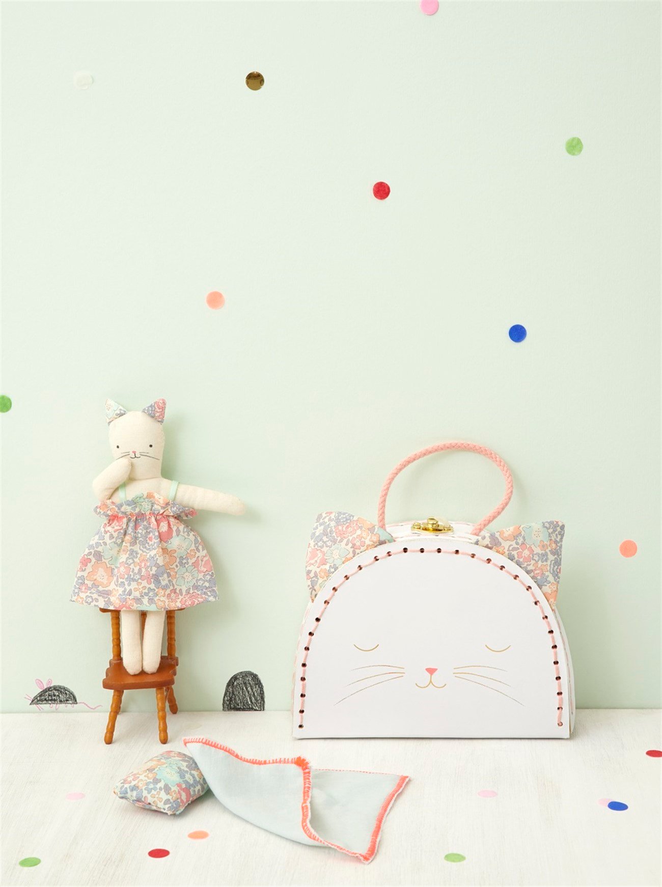 Çiçekli Kedi Mini Oyuncak Çantası OYUNCAK ÇANTALARI