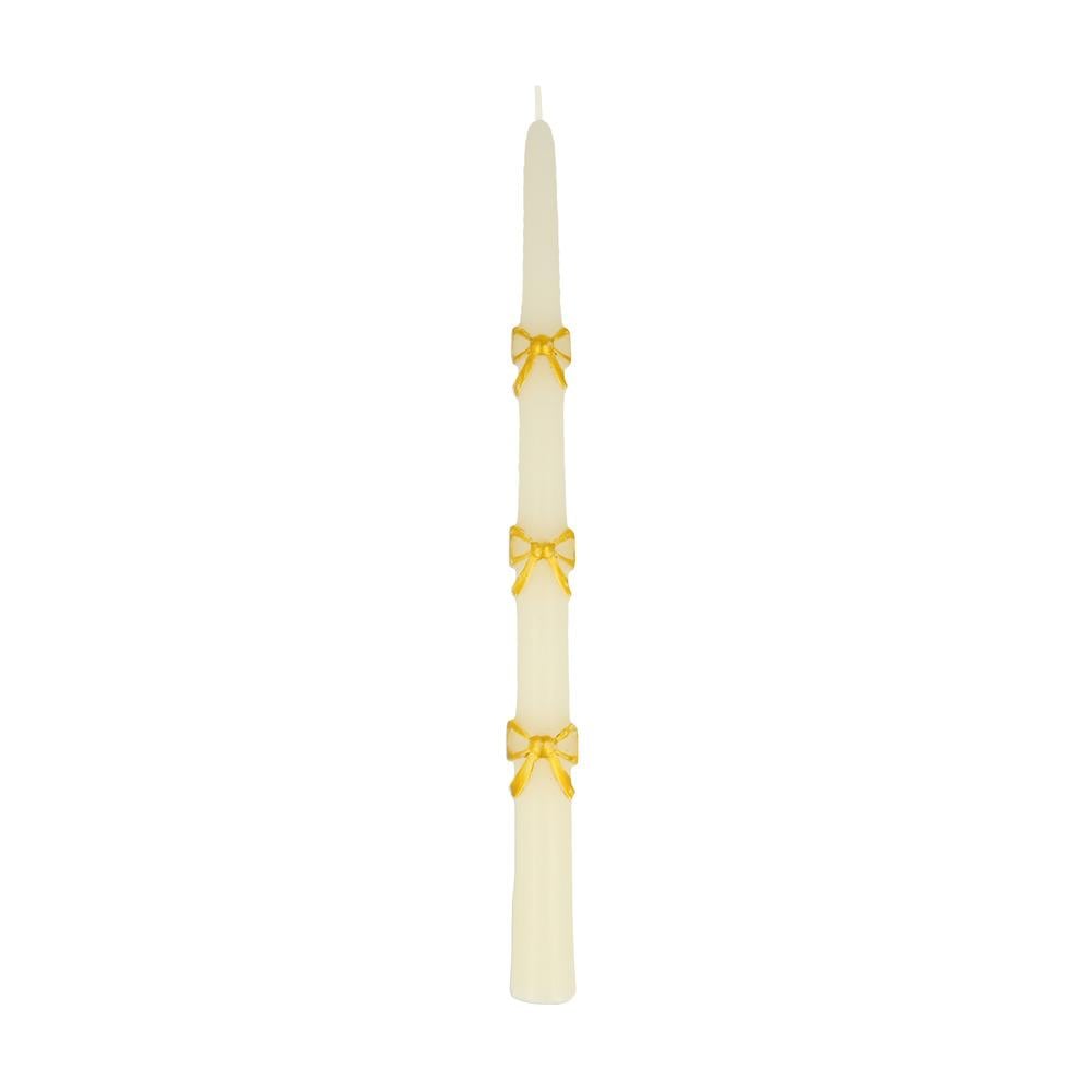 Meri Meri - Gold Bow Taper Candles - Altın Kurdele Detaylı Mumlar (2'li) Parti Malzemeleri