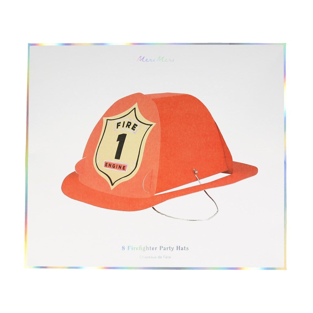 Meri Meri - Firefighter Hats - İtfaiyeci Şapkaları - 8'li Parti Şapkaları