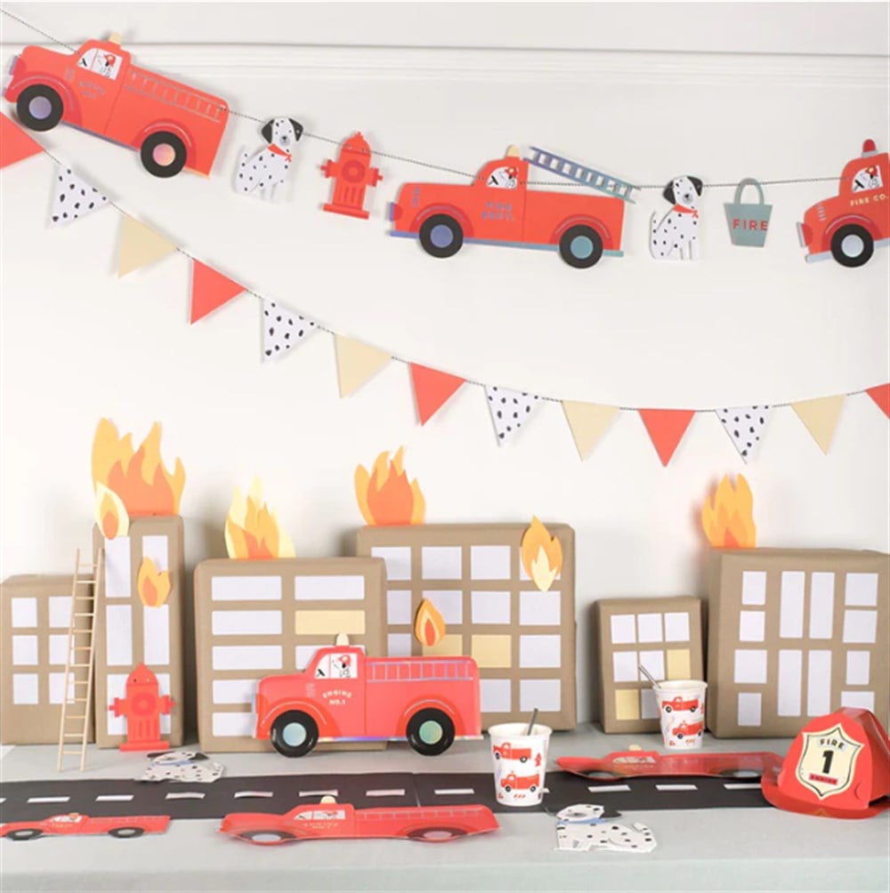 Meri Meri - Firefighter Hats - İtfaiyeci Şapkaları - 8'li Parti Şapkaları