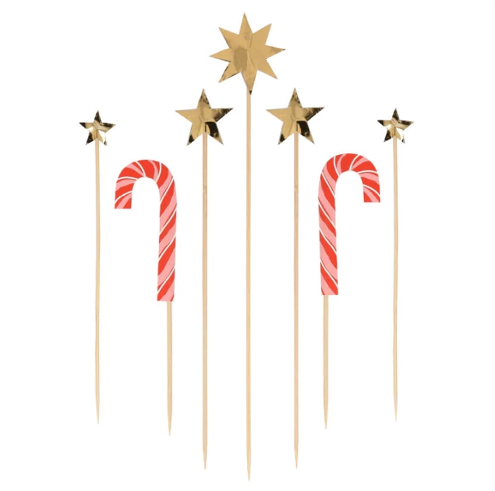 Meri Meri - Christmas Honeycomb Cake Topper Set - Petekli Yeni Yıl Pasta Süsü Seti - 10 parça Pasta Süsleri