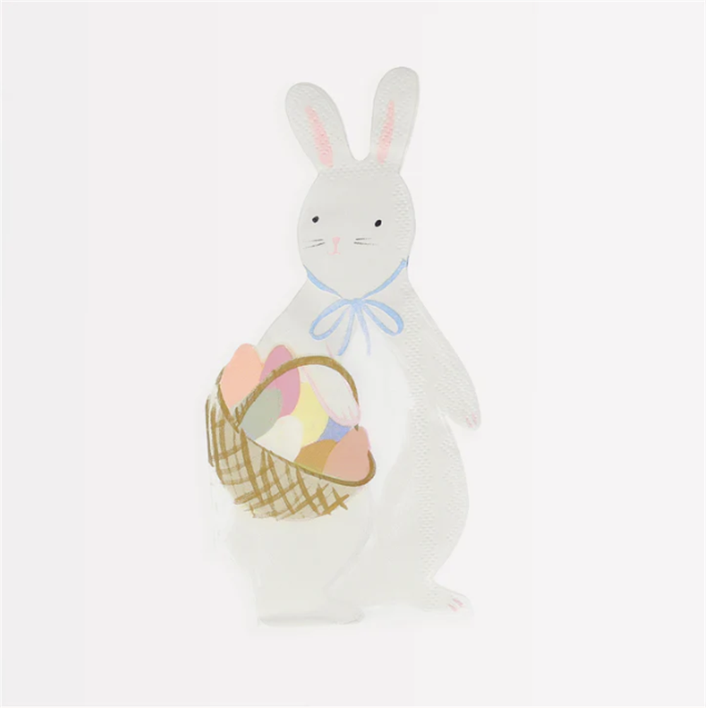 Meri Meri - Bunny With Basket Napkins - Sepetli Tavşan Peçeteler - 16'lı Peçeteler