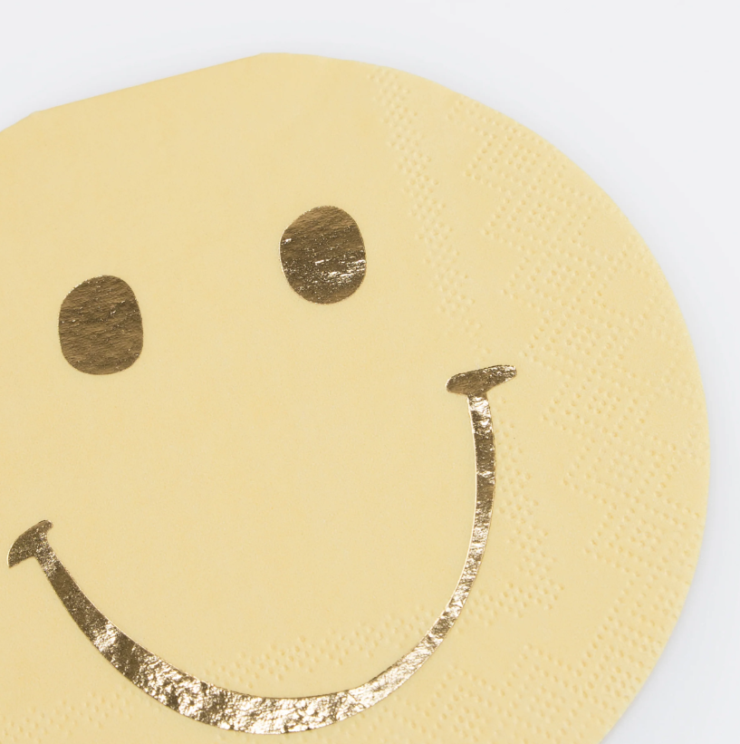 Meri Meri - Happy Face Icons Diecut Napkins - Mutlu Yüz Semboller Peçeteler (x16) Peçeteler