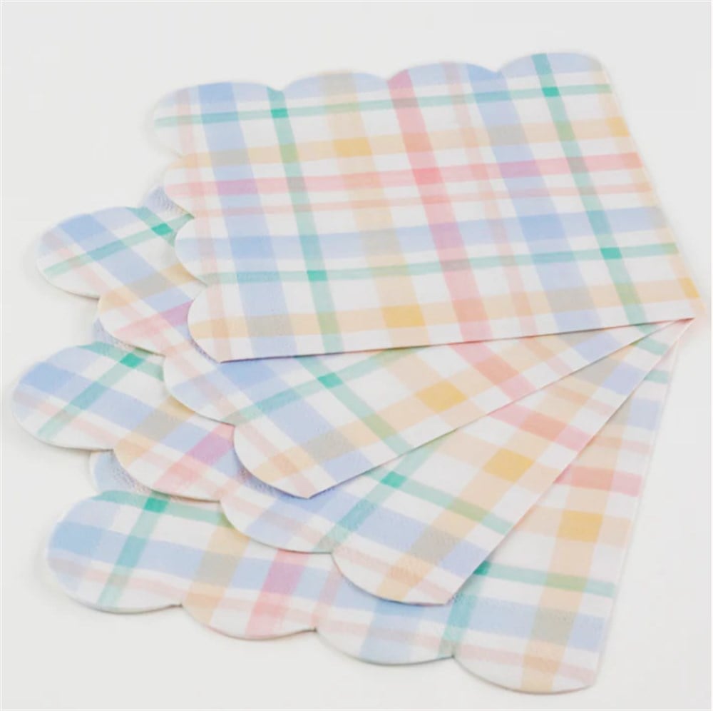 Meri Meri - Large Spring Plaid Napkins - Bahar Yeri Peçeteler - 16'lı Peçeteler