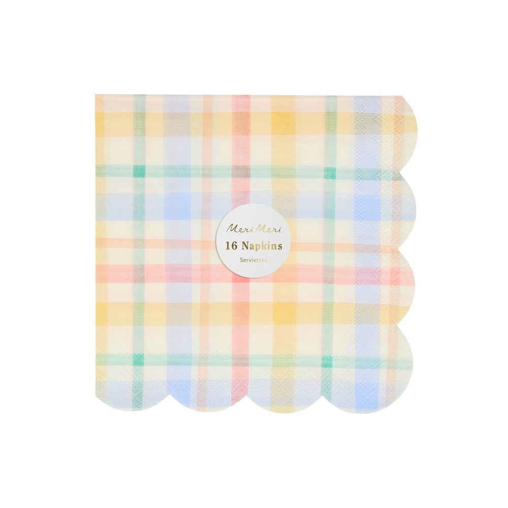 Meri Meri - Large Spring Plaid Napkins - Bahar Yeri Peçeteler - 16'lı Peçeteler