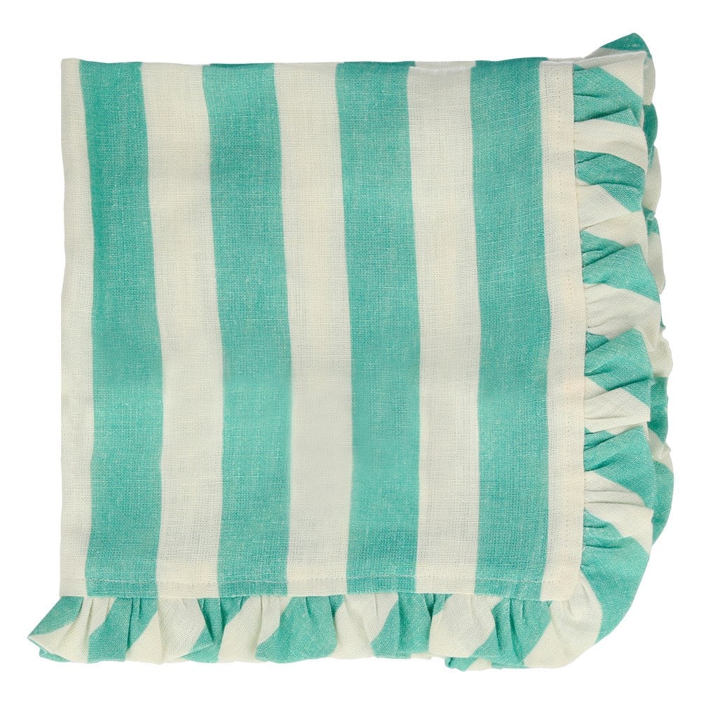 Meri Meri - Stripe Ruffle Napkins - Şerit Fırfırlı Kumaş Peçeteler - 4'lü Peçeteler