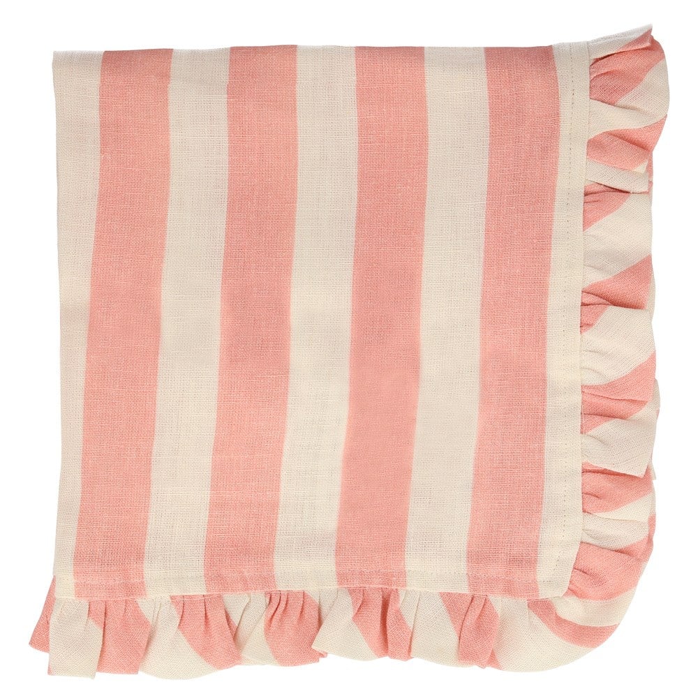 Meri Meri - Stripe Ruffle Napkins - Şerit Fırfırlı Kumaş Peçeteler - 4'lü Peçeteler
