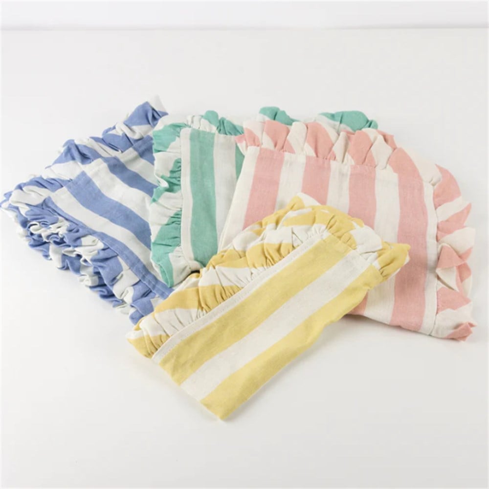 Meri Meri - Stripe Ruffle Napkins - Şerit Fırfırlı Kumaş Peçeteler - 4'lü Peçeteler