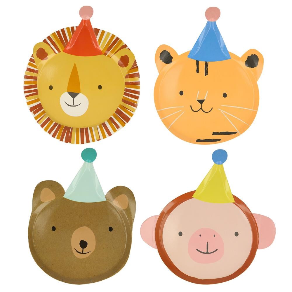 Meri Meri - Animal Parade Die Cut Plates - Hayvan geçit Töreni Tabaklar (8'li) Tabaklar