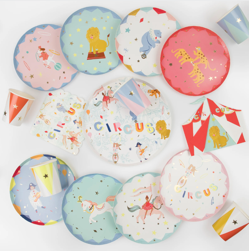 Meri Meri - Circus Side Plates - Sirk Tabaklar (M) (x8) Tabaklar