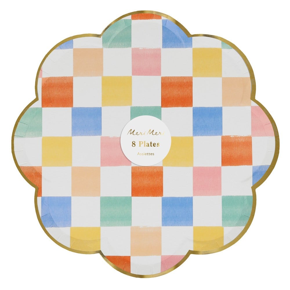 Meri Meri - Colourful Pattern Dinner Plates - Renkli Desenler Tabaklar - L - 8'li Tabaklar
