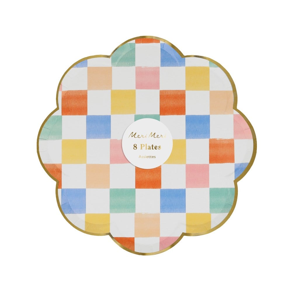 Meri Meri - Colourful Pattern Side Plates - Renkli Desenler Tabaklar - 8'li Tabaklar