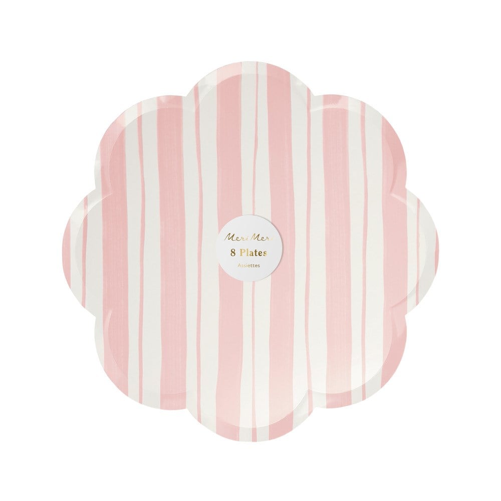 Meri Meri - Ticking Stripe Side Plates - Kalın Çizgili Tabaklar - 8'li Tabaklar