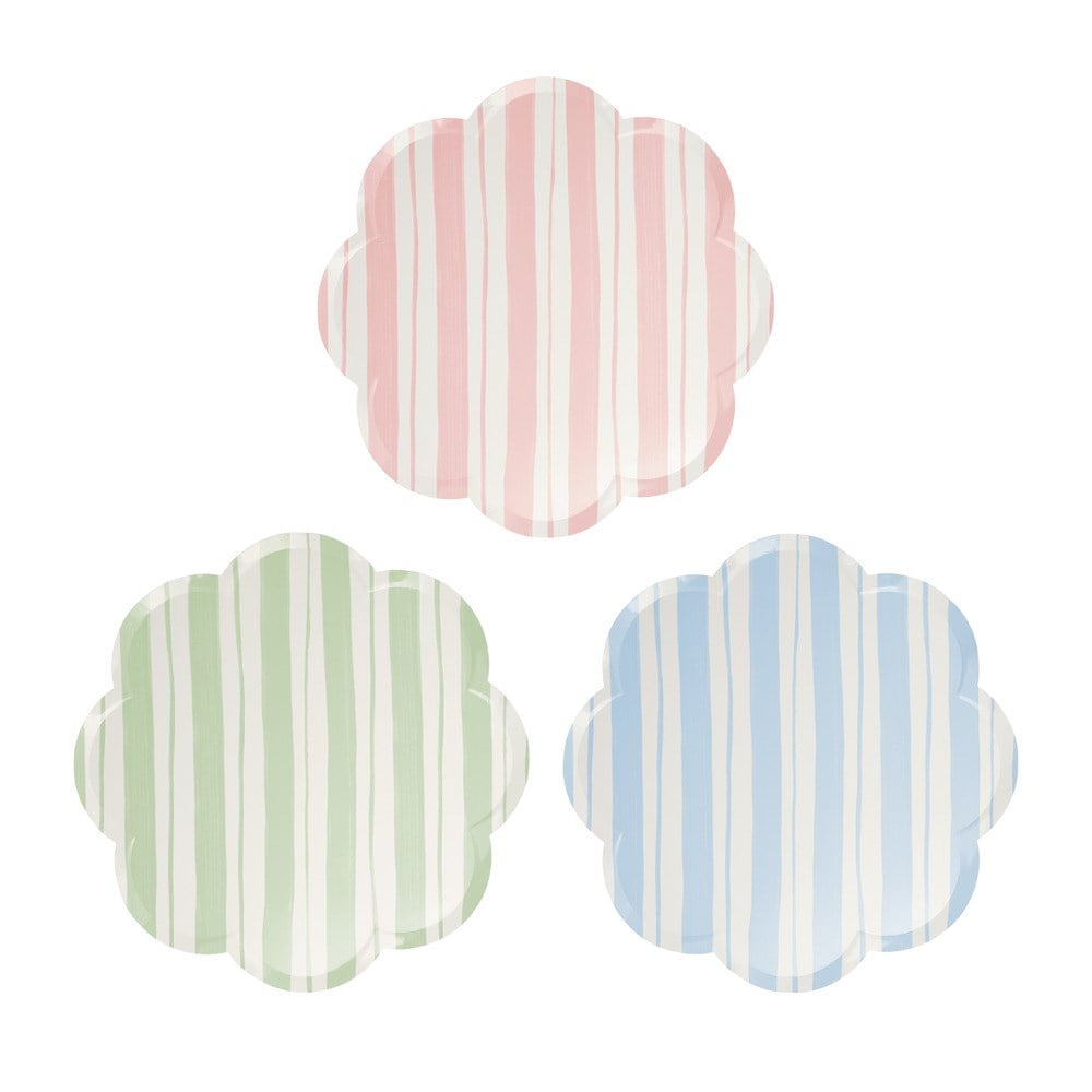 Meri Meri - Ticking Stripe Side Plates - Kalın Çizgili Tabaklar - 8'li Tabaklar