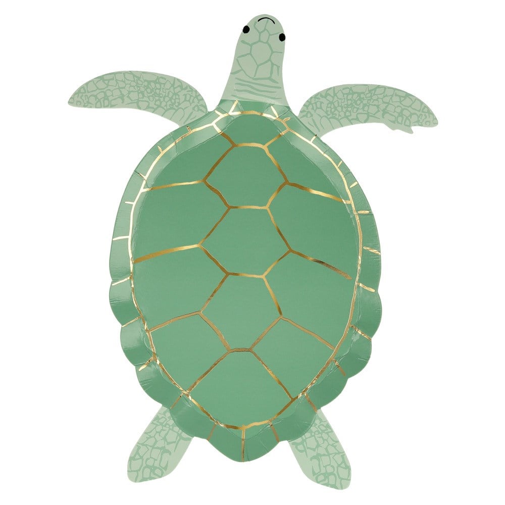 Meri Meri - Turtle Plates - Kaplumbağa Tabaklar - 8'li Tabaklar