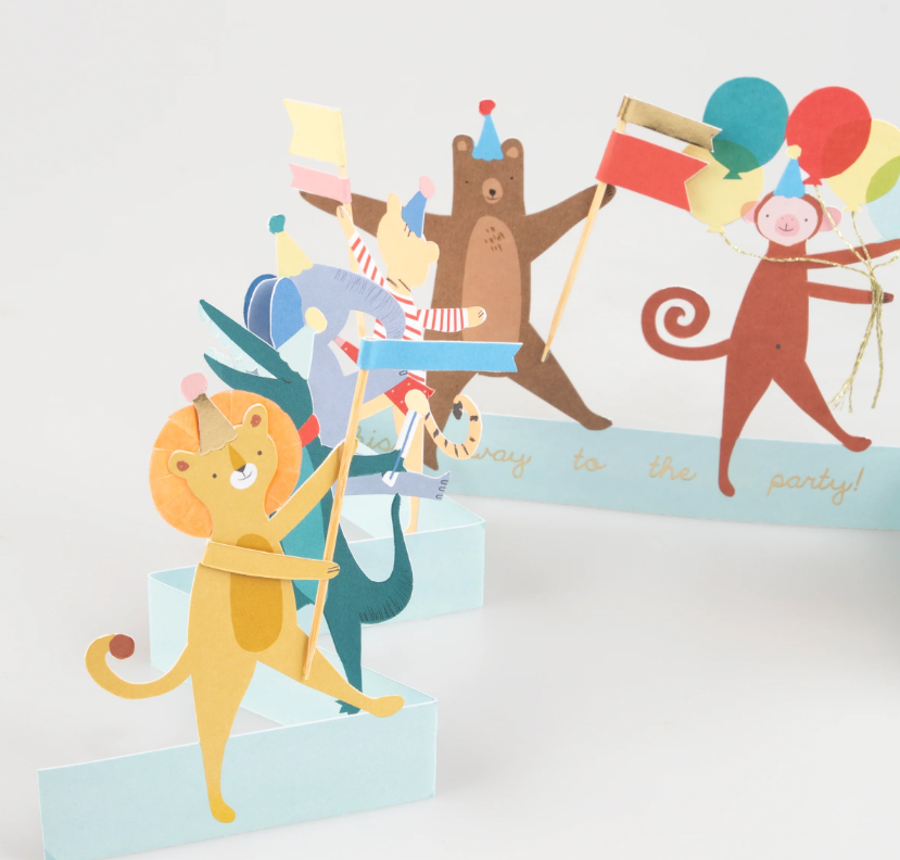 Meri Meri - Animal Parade Concertina Card - Hayvanlar Geçit Töreni Tebrik Kartı Tebrik Kartları